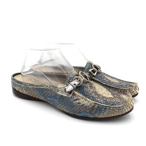 AGL Flats Size 39 Womens 9 Snakeskin Leather Horsebit Slip On Comfort Shoe Italy